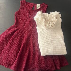 Elegant Burgundy and Cream Sweater Kids Dress Set